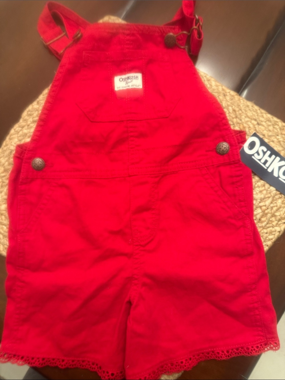 OshKosh B'gosh Bright Red Girls' Short Overalls